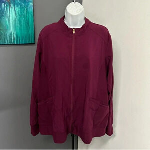 IFLEX Women's XL Maroon Full Zip Jacket Pockets Athletic Athleisure Stretch